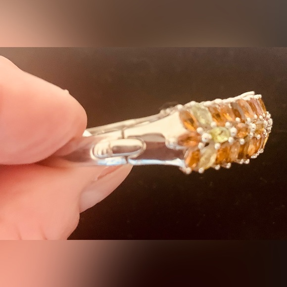 Multi-Tourmaline Bangle Bracelet in Platinum Over Sterling Silver 6.50 In NWT - Picture 8 of 14